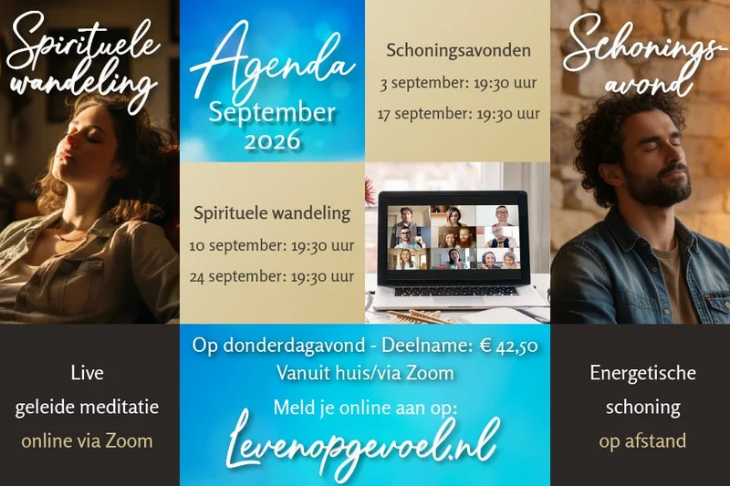 Agenda september 2026 met de data van de schoningsavonden en de spirituele wandelingen
